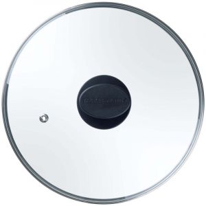 Fackelmann Couvercle en verre pour po&ecirc;le, 24 cm, r&eacute;sistant &agrave; la chaleur, poign&eacute;e en bak&eacute;lite, noir ombr&eacute;, couvercle universel pour toutes les po&ecirc;les