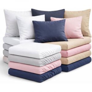 Lot de 4 draps-housse - L22G - 140x190 cm - 100% coton 57 fils/cm&sup2; - Bonnet 25 cm - 8 taies 63x63