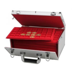 Safe-id ID-Safe Valisette Numismatique Coffre Gigant pour 600 Médailles Souvenir avec 15 Plateaux Rouges