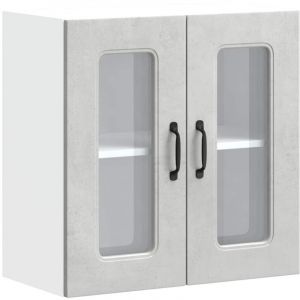VidaXL Armoire Murale De Cuisine Avec Porte En Verre Kalmar Gris B&eacute;ton