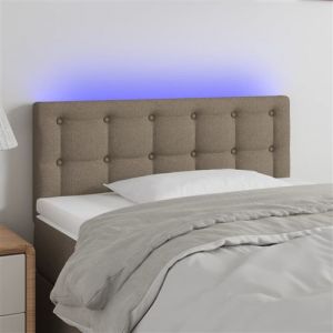 VidaXL Tête de Lit à LED Meuble de Chambre à Coucher Accessoire de Lit Simple Tête de Cadre de Lit Intérieur Taupe 90x5x78/88 cm Tissu