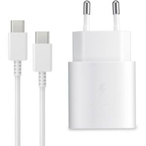 Chargeur Blanc Rapide 25w + Cable Usb C Pour Samsung S25 / S25 Plus / S25 Ultra / S24 Fe / Z Flip 6 / A16 / A36 / A56 - Little Boutik