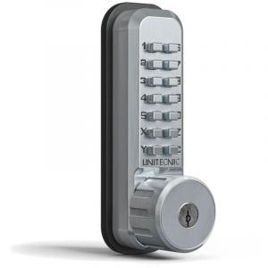 Unitecnic Verrou mécanique réversible à code et 3 clés serrure pene dormant à crochet 2500CS