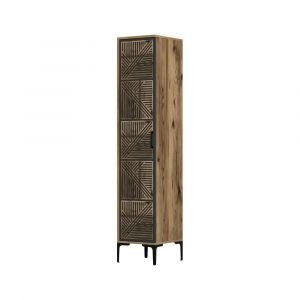 Armoire polyvalente 1 porte effet bois beige, anthracite 48x40 cm
