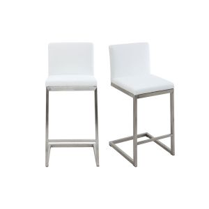 Miliboo Tabourets de bar design avec pieds métal (lot de 2) STELLAR - Blanc