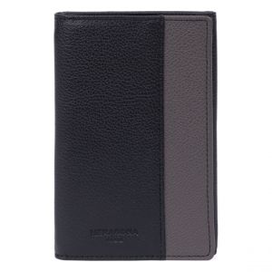 Hexagona Porte-papiers - 3 volets - Stop RFID - Cuir de vachette - Noir/Taupe - Duo