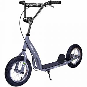 Apollo Trottinette Retro Scooter Paradise &ndash; Gris &ndash; pneus gonflables 125 design vintage pour enfants