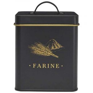 Bo&icirc;te de rangement en m&eacute;tal noir et dor&eacute; pour farine - LUXOR