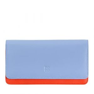 Dudu Portefeuille pour Femme Multicolore en Cuir Souple RFID à Soufflet Bleu Pastel