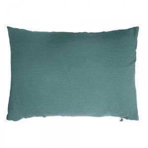 Taie d'oreiller rectangulaire gaze de coton Ga&iuml;a Bleu canard