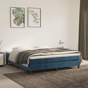 VidaXL Sommier à ressorts de lit Bleu foncé 180x200 cm Velours