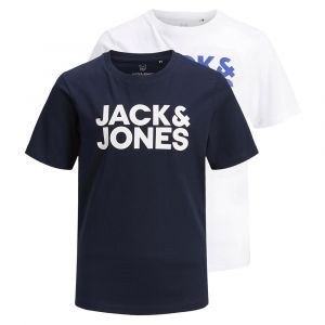 Jack & Jones T-shirt Manche Courte Col Ras Du Cou Corp Logo 2 Paires 176 cm Navy Blazer / Pack Navy Blazer Large Print / White Large Print