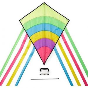 Cerf-Volant Arc-en-Ciel avec Queues, Lignes & Poignée pour Enfants, Garçons & Filles