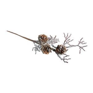 Rayher Branche de m&eacute;l&egrave;ze - Givre et pommes de pin - 26 cm