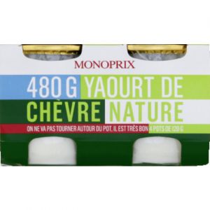 Monoprix Yaourts de ch&egrave;vre nature - Les 4 pots de 120g