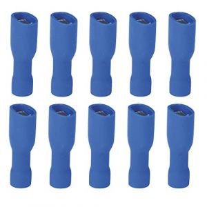 Spotlight Lot de 10 cosses plate femelle isol&eacute;e pour voiture - Lot de 10 cosses bleu, connecteur femelle isol&eacute;e - Diam&egrave;tre : 6.3mm - Compatible avec tous types de v&eacute;hicules - Cosses &agrave; sertir &eacute;lectrique