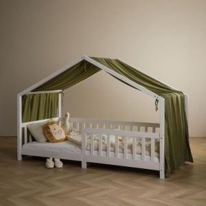 Idimex Rideau de lit enfant en mousseline de coton, vert foncé