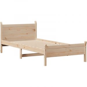 VidaXL Cadre de lit sans matelas 90x200 cm bois de pin massif, meuble de chambre &agrave; coucher, sommier, lit en bois, lit, lit simple, lit &agrave; panneaux
