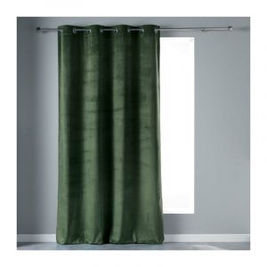 RIDEAU A OEILLETS 140 x 280 CM VELOURS UNI VELVETINE KAKI