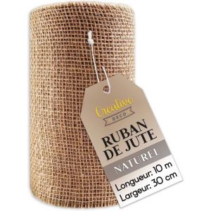 Creative Deco Ruban Chemin de Table Toile de Jute 30cm x 10m Beige Décoration Mariage