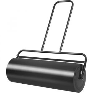 Rouleau à Gazon Jardin 63L Remblayage de Sable et de Eau Diamètre 32CM - Poignée en Forme U Noir