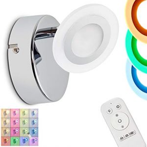 Hofstein Applique murale LED Lucy en métal chromé - Lumière multicolore réglable par télécommande pour salon - chambre à coucher - couloir