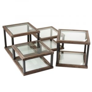 Image de Lot de 4 Tables d'Ap "Rutana" 51cm Marron Prix