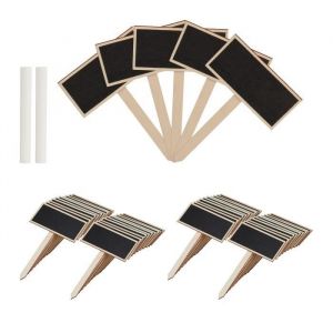 Relaxdays Tableau pour plantes à piquer, lot de 48, à inscrire, jardin d’herbes, 14x9 cm, Panneau à herbes, bois, nature