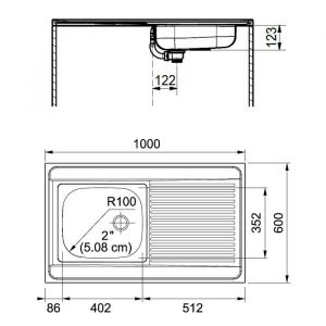 Franke Evier Monocuve Inox Man711-1000 Avec Égouttoir 1000x600cm À Poser - 013939