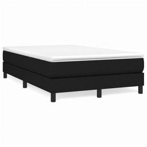 VidaXL Sommier à Lattes de Lit avec Matelas, Lit Rembourré, Lit Double, Lit Adulte de Chambre à Coucher Intérieur, Moderne, Noir 120x190 cm Tissu
