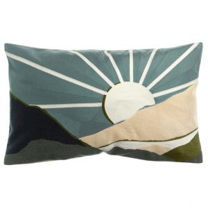 Declikdeco Coussin brodé Elie Vert de gris 40 x 65