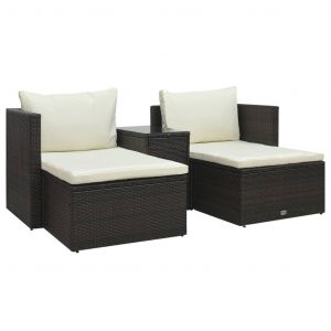 VidaXL Salon de jardin 5 pcs avec coussins R?sine tress?e Marron