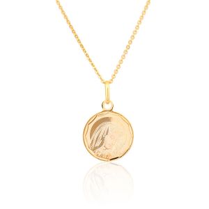 Cleor Collier en Argent 925/1000 Doré en forme de Médaille