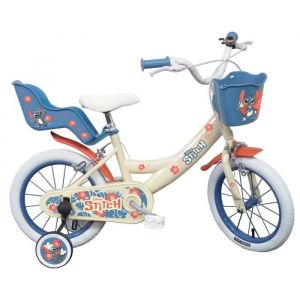 DISNEY STITCH VELO POUR ENFANT FILLE 14'' CREME, BLEU CORAIL VOLARE 31