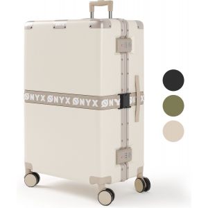 ONYX - Valises 100L - Serrure TSA - Roues spinner - Trolley l&eacute;ger - Fermeture aluminium - Blanc sable