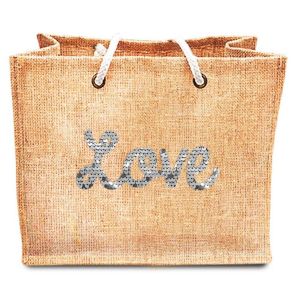 Ruedelafete Sac Jute sequins LOVE
