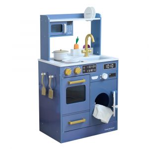 Teamson Cuisine de jeu en bois avec mini jardin, 79 cm, Bleu