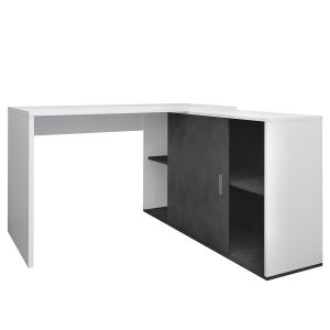 Fredriks Calicosy - Bureau d'Angle Modulable avec Étagères de Rangement - Valley Blanc / Gris