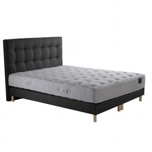 Ensemble Matelas ressorts ensachés Mémoire de forme Nova + tête de lit capitonnée anthracite - 180x200 cm