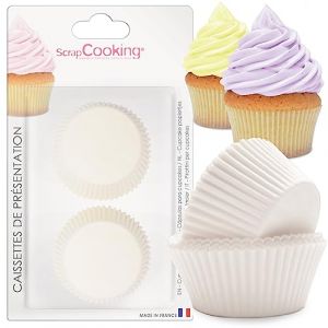 Image de ScrapCooking - Lot de 36 Caissettes à Cupcakes & Muffins Blanches - Décorations Étuis Tasses en Papier pour Pâtisseries - Caissettes de Présentation & Cuisson - Coloris Blanc Transparent - 4909