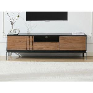 Meuble TV effet bois noir