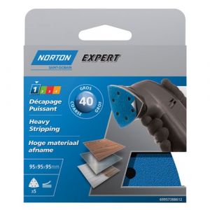 Norton clipper Lot de 5 Triangles perfores 6 Trous auto-agrippants expert Diamètre 95 mm Grain 40