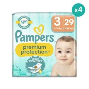 Pampers Couches Premium Protection Taille 3 - Pack De 29 - Mixte - Blanc - Petit Format