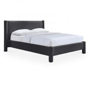 Lit double effet peau de mouton anthracite 160x200 cm