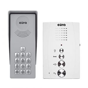 Eura Adp-38A3 Entra Interphone de Porte, kit Mains Libres, Serrure à Combinaison, 4 Fils Blanc