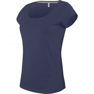 Image de Kariban T-Shirt col Bateau Manches Courtes Femme - Marine, M, Femme