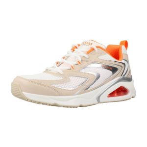 Skechers Tres-air, Basket Femme, Duraleather Naturel Maille Blanche Orange Tri,41 EU