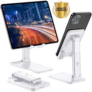 Image de Support Telephone Portable Pliable Support Tablette Multiple Usage - Blanc