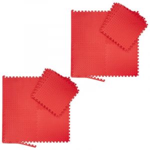 Relaxdays Tapis de sol 16 nattes de protection,fitness et appareils de sport et rebords, eva superficie 6m²,lxP 60x60 cm, rouge