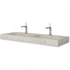 Kiamami Valentina 120Cm Ch&ecirc;ne Glac&eacute; Double Vasque Hpl Pour Salle De Bain